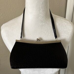 Petite Black Crocodile-Embossed Women's Bag